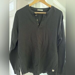 Marine Layer Charcoal Waffle Knit Henley